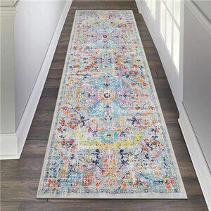 Vintage Runner Rug 2x6, Farmhouse Distressed Area Rug, Washable , Non Slip Floor
